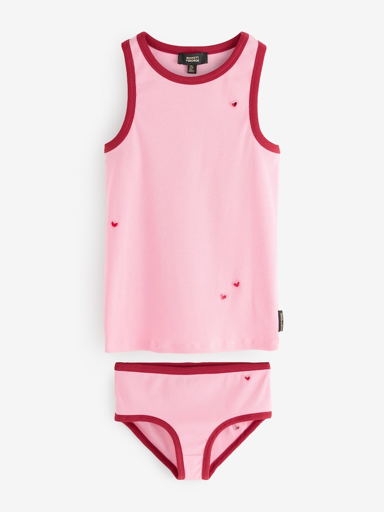 Rockett St George Pink Ribbed Vest Set - Image 1 of 6