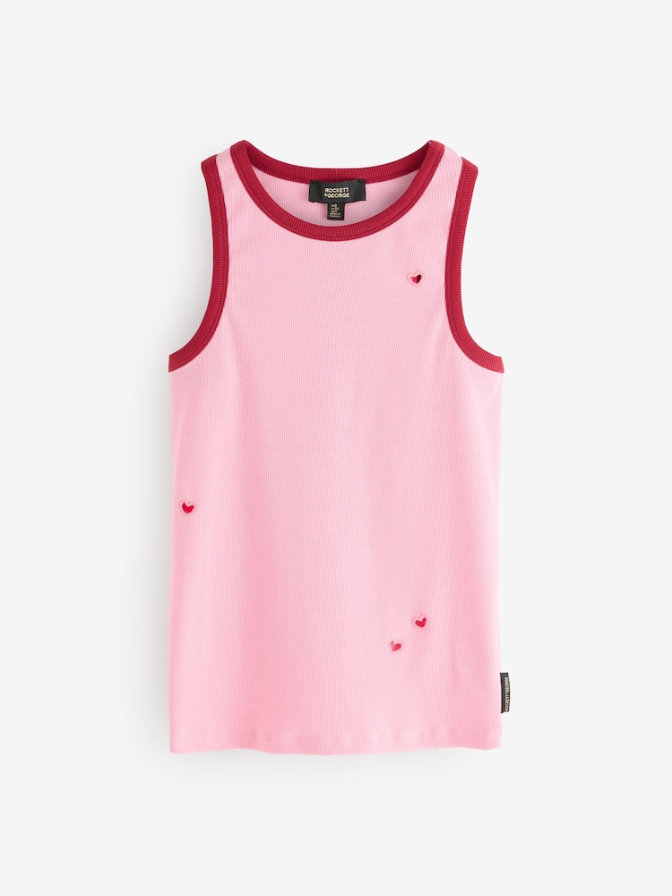 Rockett St George Pink Ribbed Vest Set - Image 2 of 6