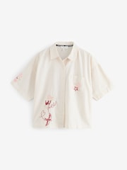 Rockett St George Cream Be Free Embroidered Button-Up 100% Cotton Shorts Set - Image 10 of 16