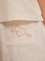 Rockett St George Cream Be Free Embroidered Button-Up 100% Cotton Shorts Set - Image 7 of 16