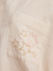 Rockett St George Cream Be Free Embroidered Button-Up 100% Cotton Shorts Set - Image 8 of 16