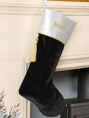 Personalised Kensington Velvet Christmas Black Stocking by Dibor - Image 3 of 4