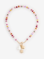 Rockett St George Pink Beaded Sun Necklace - Image 5 of 7