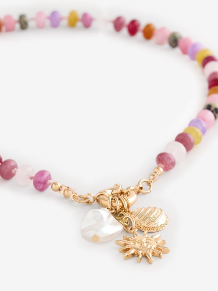 Rockett St George Pink Beaded Sun Necklace - Image 6 of 7