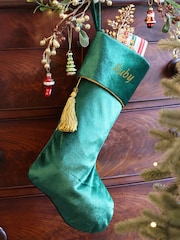 Personalised Kensington Green Velvet Christmas Stocking by Dibor - Image 1 of 4