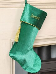 Personalised Kensington Green Velvet Christmas Stocking by Dibor - Image 3 of 4