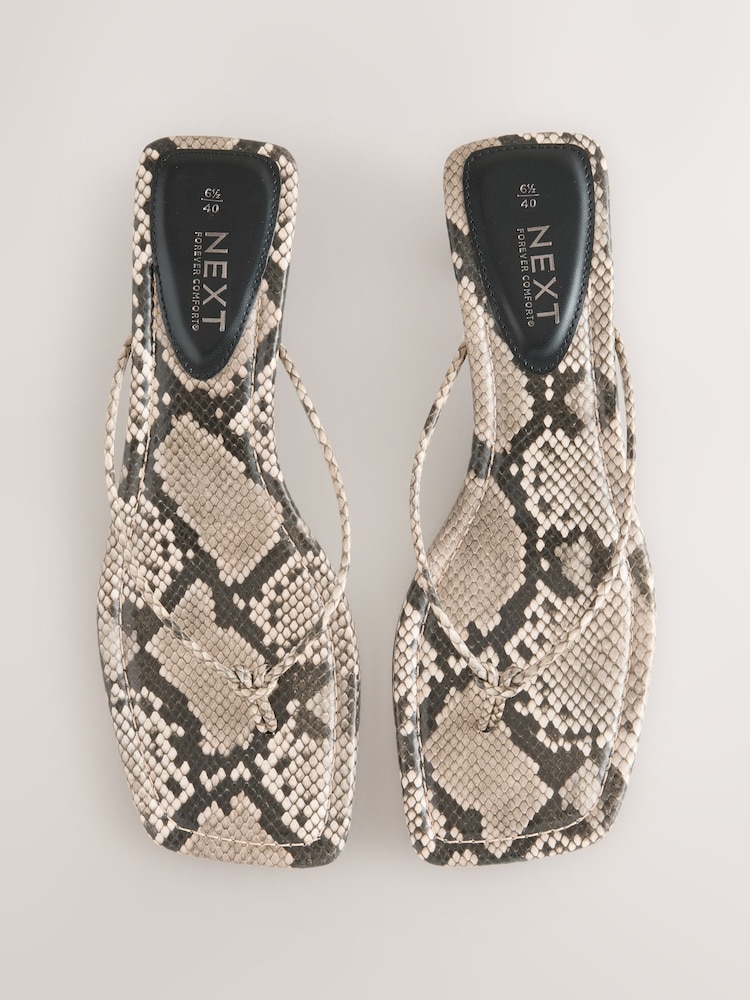 Змеиная кожа - Forever Comfort® Square Toe Post Low Heels - Image 1 of 8 Змеиная кожа - Forever Comfort® Square Toe Post Low Heels - Image 1 of 8