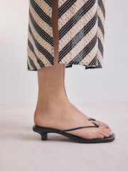 Black Forever Comfort® Square Toe Post Low Heels - Image 1 of 9
