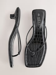 Black Forever Comfort® Square Toe Post Low Heels - Image 5 of 9