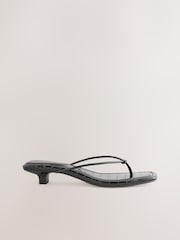 Black Forever Comfort® Square Toe Post Low Heels - Image 6 of 9