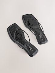Black Forever Comfort® Square Toe Post Low Heels - Image 7 of 9