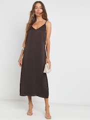JD Williams Brown 2 In 1 Slip Dress - Image 1 of 4