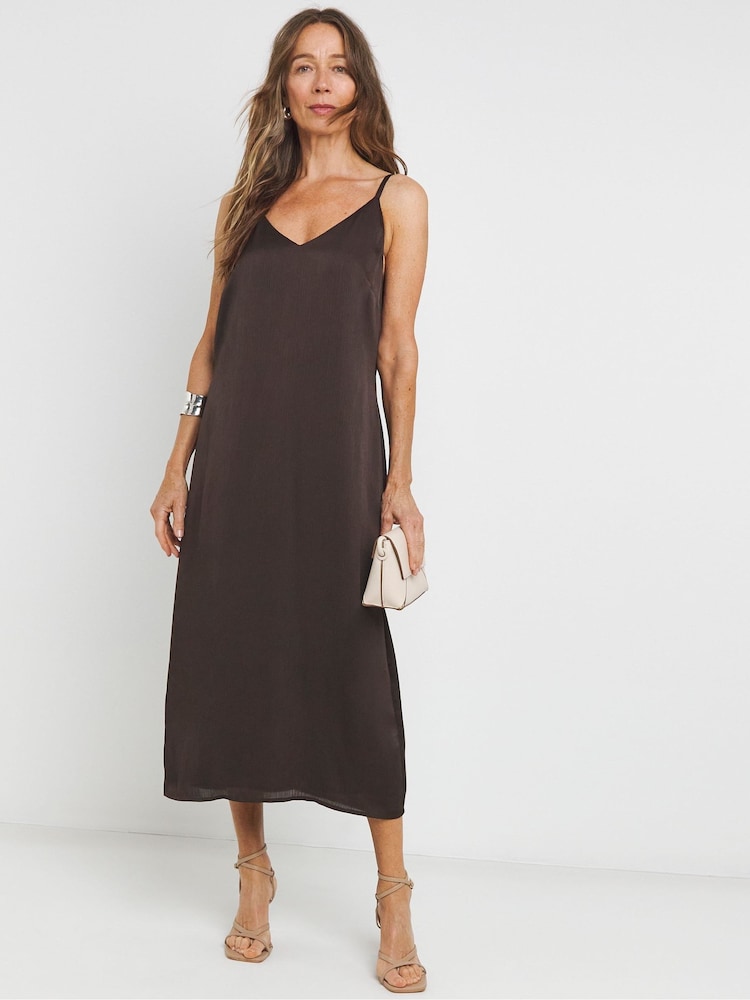 JD Williams Brown 2 In 1 Slip Dress - Image 1 of 4