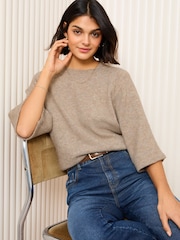 Friends Like These Taupe Knitted Top - Image 1 of 5