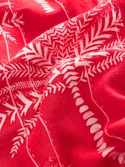 Red & White Palm Print Linen Sleeveless Jumpsuit - Image 3 of 3