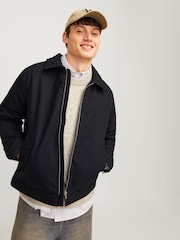 JACK & JONES Black Black Zip Up Worker 100% Cotton Jacket - Image 2 of 7
