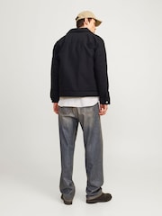 JACK & JONES Black Black Zip Up Worker 100% Cotton Jacket - Image 4 of 7