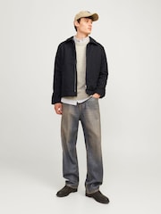 JACK & JONES Black Black Zip Up Worker 100% Cotton Jacket - Image 6 of 7