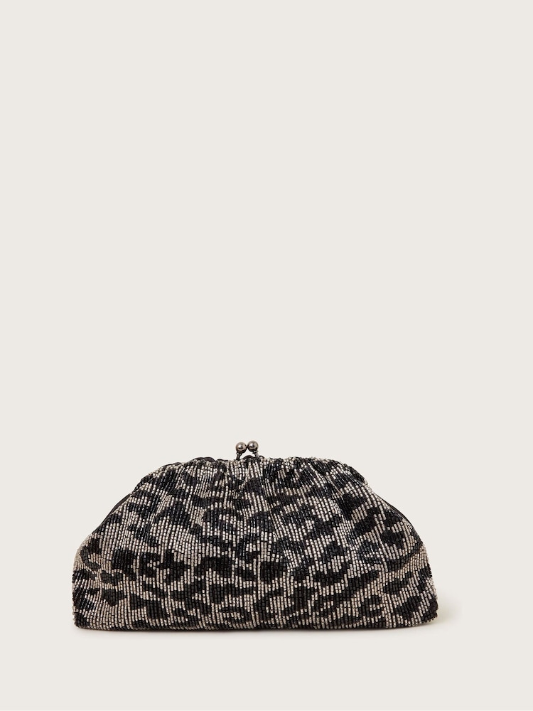 Monsoon Silver Alice Beaded Clutch Bag - Image 1 of 4
