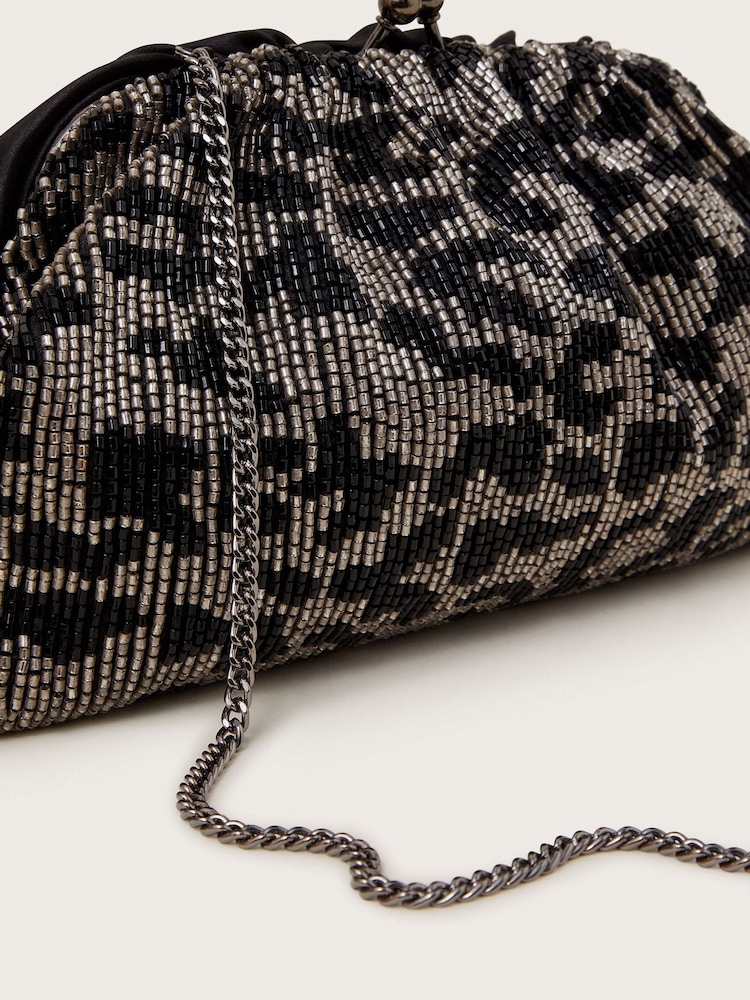 Monsoon Silver Alice Beaded Clutch Bag - Image 3 of 4