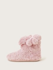 Monsoon Pink Bree Faux Fur Slipper Boots - Image 4 of 4
