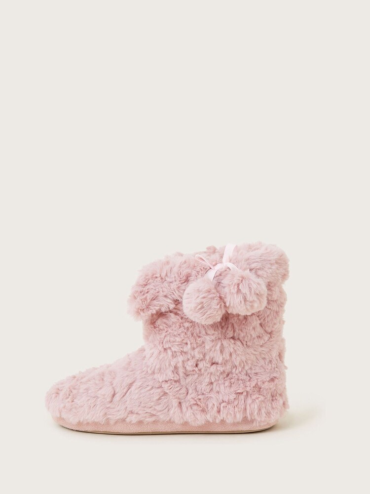 Monsoon Pink Bree Faux Fur Slipper Boots - Image 4 of 4