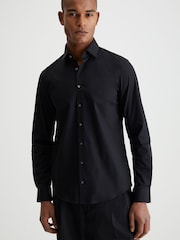Calvin Klein Black Slim Poplin Stretch Shirt - Image 1 of 1