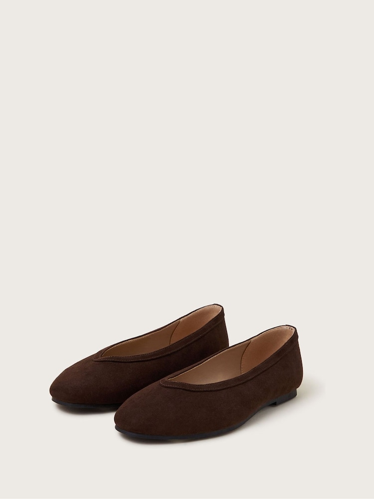 Monsoon Brown Tori Suede Ballet Flats - Image 1 of 3 Monsoon Brown Tori Suede Ballet Flats - Image 1 of 3