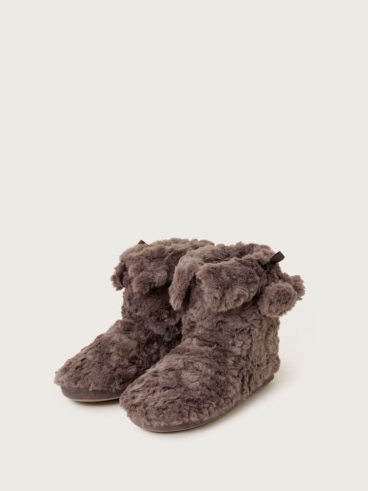 Monsoon Floral Pink Bree Faux Fur Slipper Boots - Image 2 of 3 Monsoon Floral Pink Bree Faux Fur Slipper Boots - Image 2 of 3
