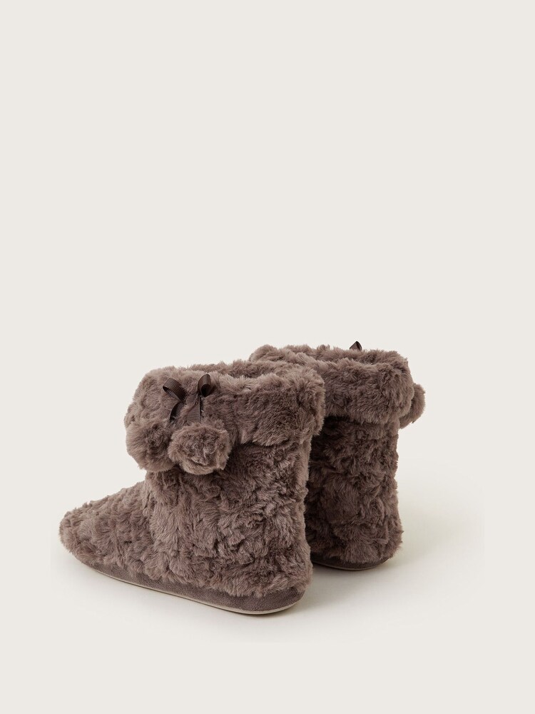 Monsoon Floral Pink Bree Faux Fur Slipper Boots - Image 3 of 3