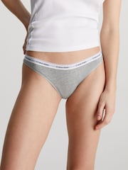 Calvin Klein Grey Modern Logo Thongs - Image 1 of 4