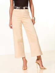 Lipsy Ecru Crop Wide Leg Jeans - Image 1 of 5