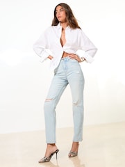 Lipsy Bleach Wash Sculpting High Waist Straight Leg Jeans - Image 2 of 5