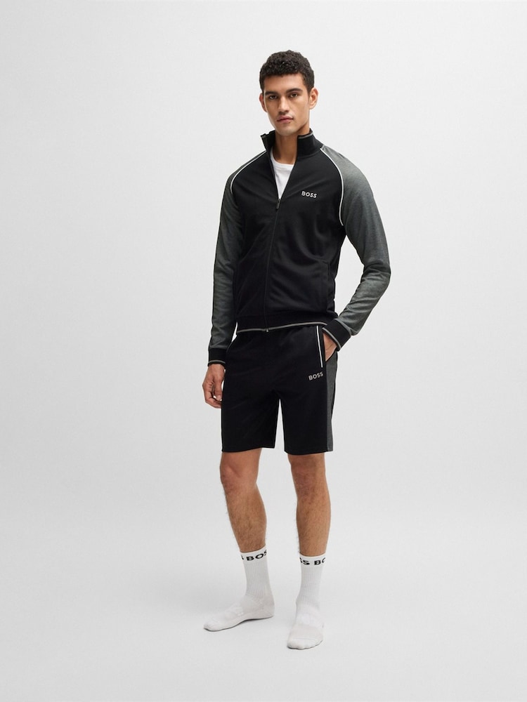 BOSS Black Contrast Piping Cotton Blend Shorts - Image 2 of 5