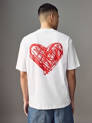 HUGO White Valentines Heart T-Shirt - Image 3 of 7