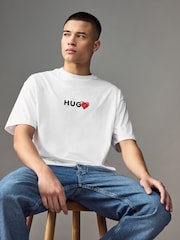 HUGO White Valentines Heart T-Shirt - Image 4 of 7