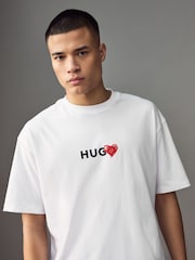 HUGO White Valentines Heart T-Shirt - Image 5 of 7