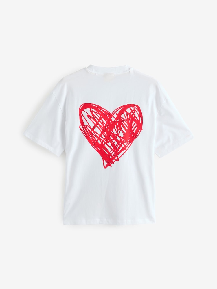 HUGO White Valentines Heart T-Shirt - Image 7 of 7