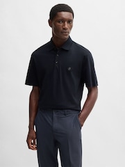 Azul - BOSS Double Monogram Mercerised 100% Cotton Polo Shirt - Imagen 1 de 5