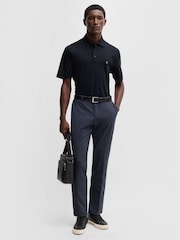 Azul - BOSS Double Monogram Mercerised 100% Cotton Polo Shirt - Imagen 2 de 5