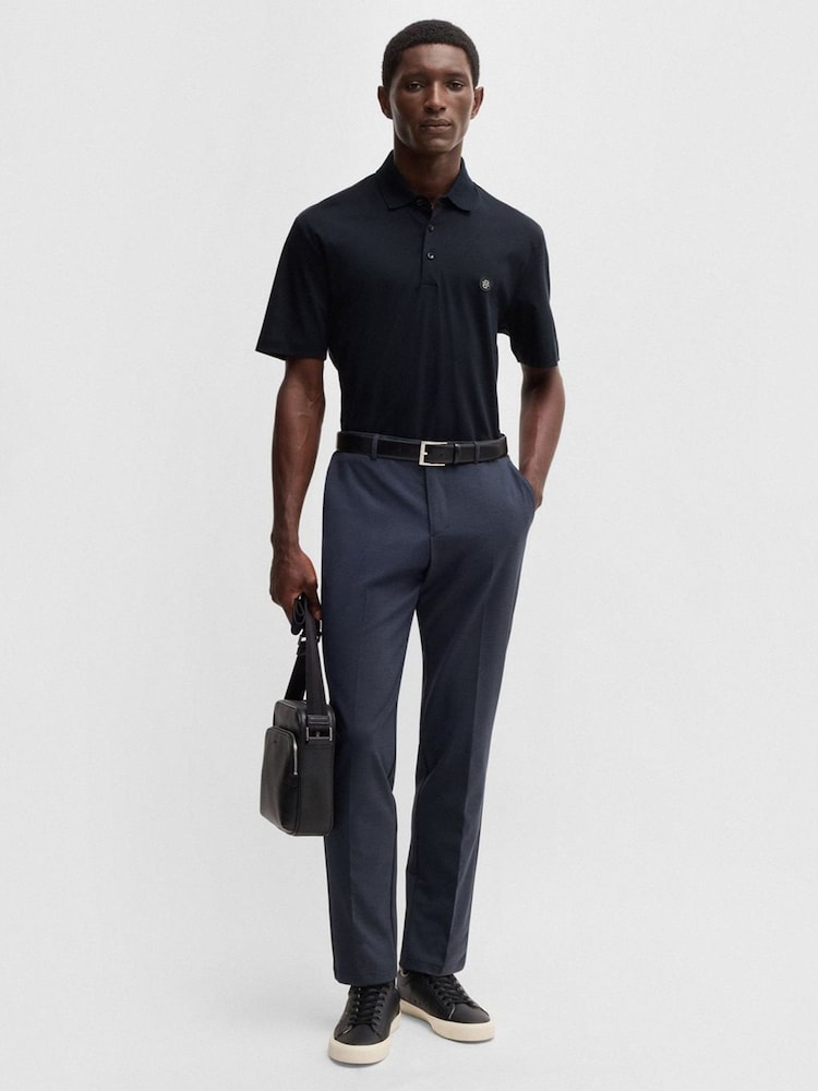 Azul - BOSS Double Monogram Mercerised 100% Cotton Polo Shirt - Imagen 2 de 5