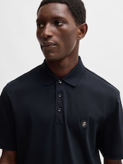 Azul - BOSS Double Monogram Mercerised 100% Cotton Polo Shirt - Imagen 4 de 5