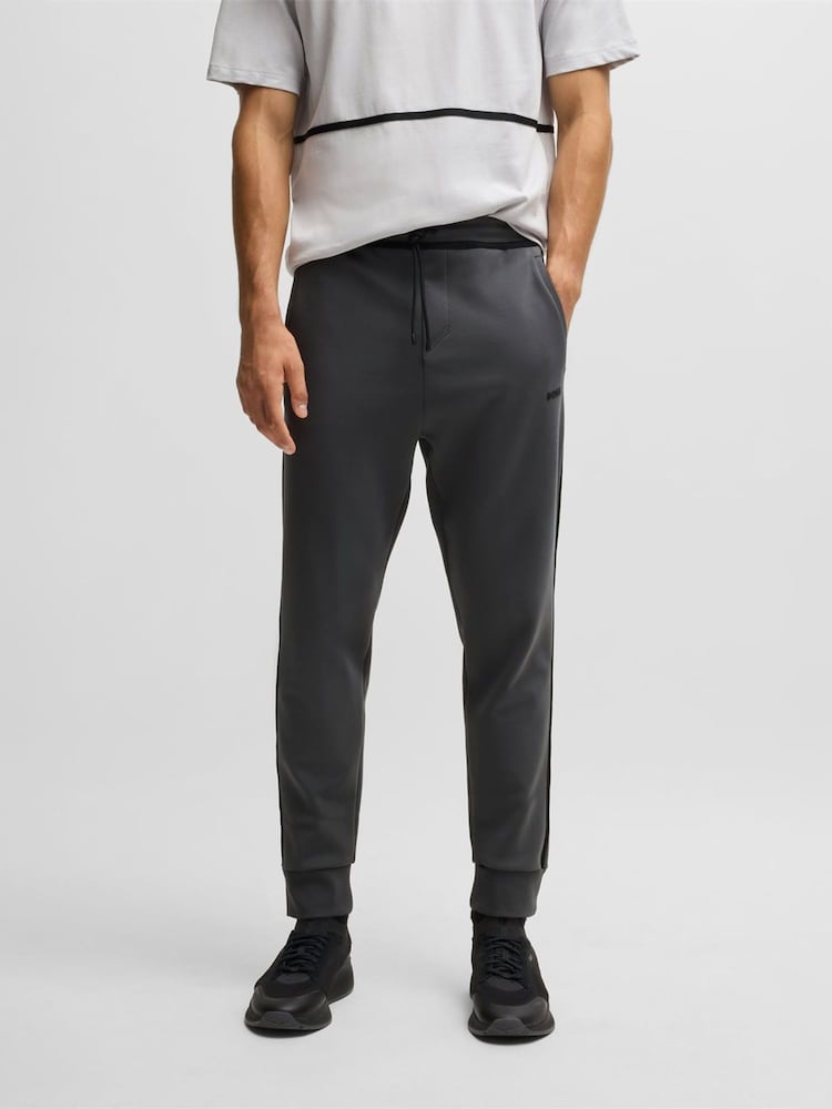 BOSS Grey Hadiko Tape Trim Regular Fit Tracksuit Jersey Joggers - Image 1 of 3