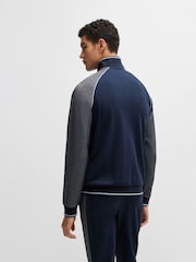 BOSS Blue Contrast Piping Zip Neck Sweatshirt - Image 2 of 4