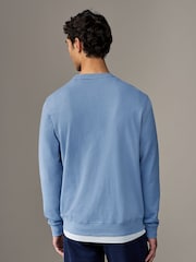 BOSS Light Blue Relaxed Fit Westart Logo Patch 100% Cotton Terry Jersey Sweatshirt - Image 2 of 4