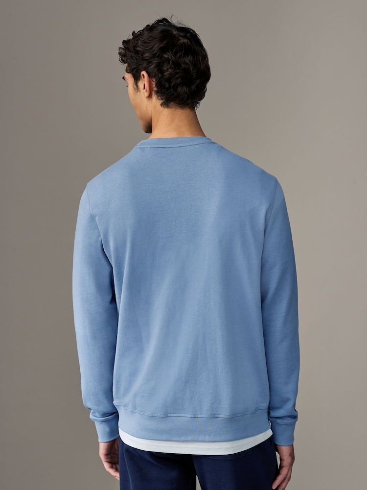 BOSS Light Blue Relaxed Fit Westart Logo Patch 100% Cotton Terry Jersey Sweatshirt - Image 2 of 4