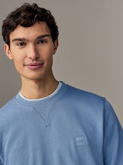 BOSS Light Blue Relaxed Fit Westart Logo Patch 100% Cotton Terry Jersey Sweatshirt - Image 3 of 4