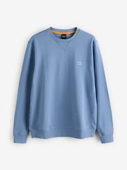 BOSS Light Blue Relaxed Fit Westart Logo Patch 100% Cotton Terry Jersey Sweatshirt - Image 4 of 4