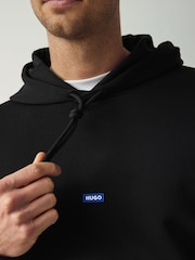 HUGO Black Logo Label Cotton Terry Hoodie - Image 4 of 5