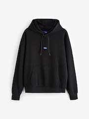 HUGO Black Logo Label Cotton Terry Hoodie - Image 5 of 5